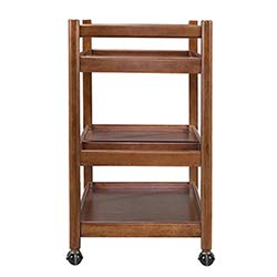 Vm decor 3-Tier Solid Wood Rolling Bar Cart Wine Serving Cart, Wheels,Utility Cart, Kitchen Storage Cart, Seasoning Rack on Wheel,for Dining Room Wine Serving Trolley (3 tier, Brown polish) (Style 17)