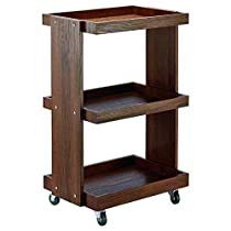 Vm decor 3-Tier Solid Wood Rolling Bar Cart Wine Serving Cart, Wheels,Utility Cart, Kitchen Storage Cart, Seasoning Rack on Wheel,for Dining Room Wine Serving Trolley (3 tier, Brown polish) (Style 17)