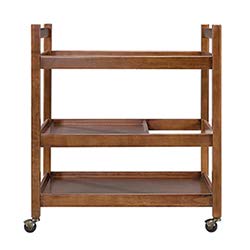 Vm decor 3-Tier Solid Wood Rolling Bar Cart Wine Serving Cart, Wheels,Utility Cart, Kitchen Storage Cart, Seasoning Rack on Wheel,for Dining Room Wine Serving Trolley (3 tier, Brown polish) (Style 17)