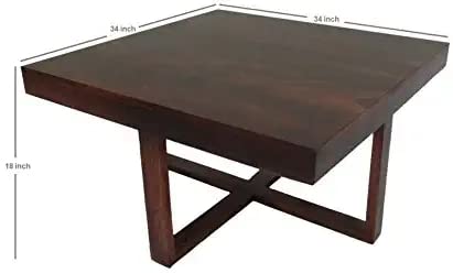 VM DECOR Craft-Center Coffee Table 4 Seater with Four Stool for Living Room | Center Coffee Table with 4 Stool Made Up with Solid Indian Sheesham Wood Mahogany Finish-L 34 x D 34 x H 18 Inch