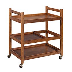 Vm decor 3-Tier Solid Wood Rolling Bar Cart Wine Serving Cart, Wheels,Utility Cart, Kitchen Storage Cart, Seasoning Rack on Wheel,for Dining Room Wine Serving Trolley (3 tier, Brown polish) (Style 17)