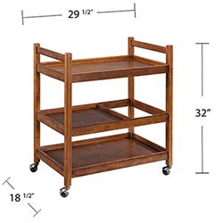 Vm decor 3-Tier Solid Wood Rolling Bar Cart Wine Serving Cart, Wheels,Utility Cart, Kitchen Storage Cart, Seasoning Rack on Wheel,for Dining Room Wine Serving Trolley (3 tier, Brown polish) (Style 17)