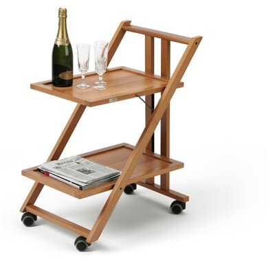 VM DECOR 2-Tier Solid Wood Rolling Bar Cart Wine Serving Cart, Wheels,Utility Cart, Kitchen Storage Cart, Seasoning Rack on Wheel, for Dining Room Wine Serving Trolley (3 Tier, Teak Finish) Folding