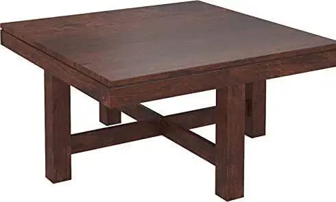 VM DECOR Craft-Center Coffee Table 4 Seater with Four Stool for Living Room | Center Coffee Table with 4 Stool Made Up with Solid Indian Sheesham Wood Mahogany Finish-L 34 x D 34 x H 18 Inch