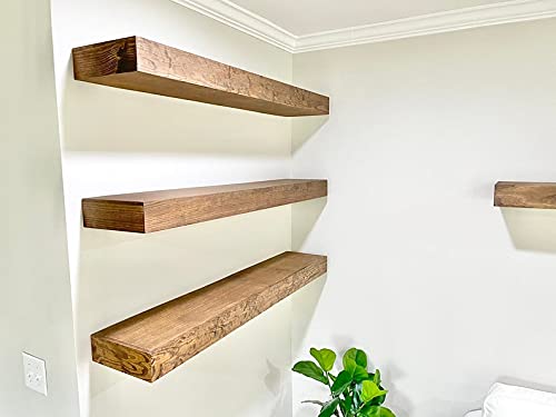 Vm Decor 18 Inch Floating Shelves For Wall Set Of 3, Rustic Wall Mounted Ledge Shelf For Bathroom, Bedroom, Living Room (Sheesham Wood)