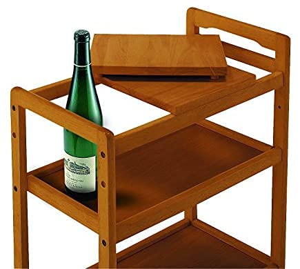 Vm decor 3-Tier Solid Wood Rolling Bar Cart Wine Serving Cart, Wheels,Utility Cart, Kitchen Storage Cart, Seasoning Rack on Wheel,for Dining Room Wine Serving Trolley (3 tier, Brown polish) (Style 17)