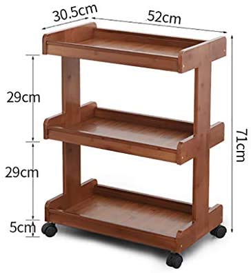 Vm decor 3-Tier Solid Wood Rolling Bar Cart Wine Serving Cart, Wheels,Utility Cart, Kitchen Storage Cart, Seasoning Rack on Wheel,for Dining Room Wine Serving Trolley (3 tier, Brown polish) (Style 17)