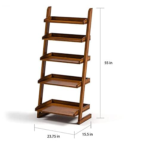 VM DECOR Foldable Plant Shelf,Plant Stand,Indoor Flower Pot Holder,Flower Pot Ladder,Folding A Frame Display Shelf,Patio Rustic Wood Stand with Shelves,5 Tier Stand Outdoor,Free Standing(Brown)