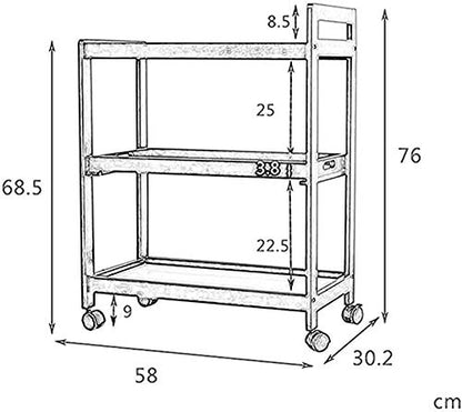 VM DECOR 3-Tier Solid Wood Rolling Bar Cart Wine Serving Cart, Wheels,Utility Cart, Kitchen Storage Cart, Seasoning Rack on Wheel,for Dining Room bar Trolley (3 Tier, Teak Finish) Style 2002