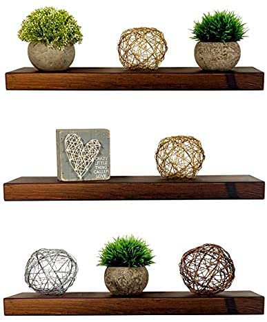 Vm decor Wood 20 Inch Floating Shelves For Wall Set Of 3, Rustic Wall Mounted Ledge Shelf For Bathroom, Bedroom, Living Room