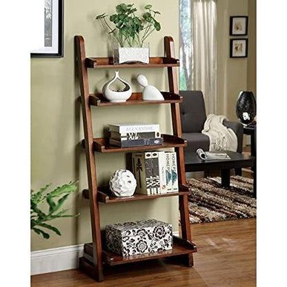 VM DECOR Foldable Plant Shelf,Plant Stand,Indoor Flower Pot Holder,Flower Pot Ladder,Folding A Frame Display Shelf,Patio Rustic Wood Stand with Shelves,5 Tier Stand Outdoor,Free Standing(Brown)