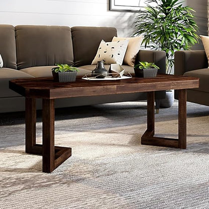 OGESTA Sheesham Wood Coffee Table with Premium Leg, Modern Living Room End Table, Walnut Finish